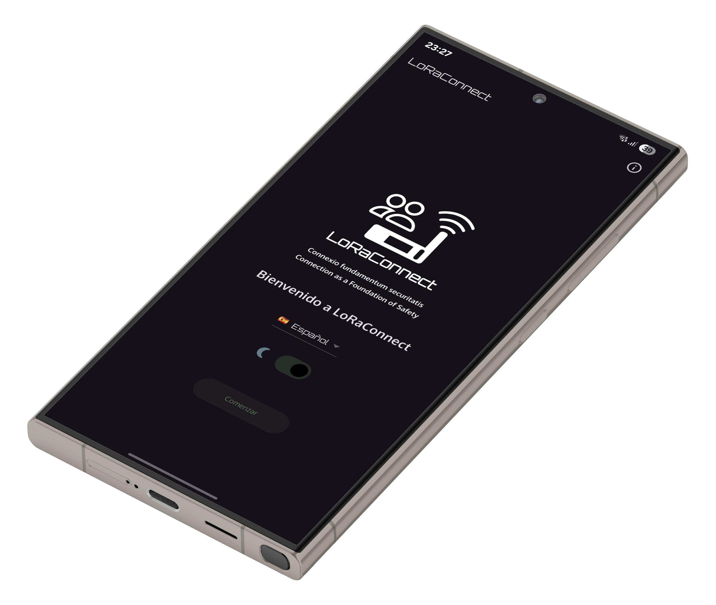 Mockup de la aplicación LoraConnect